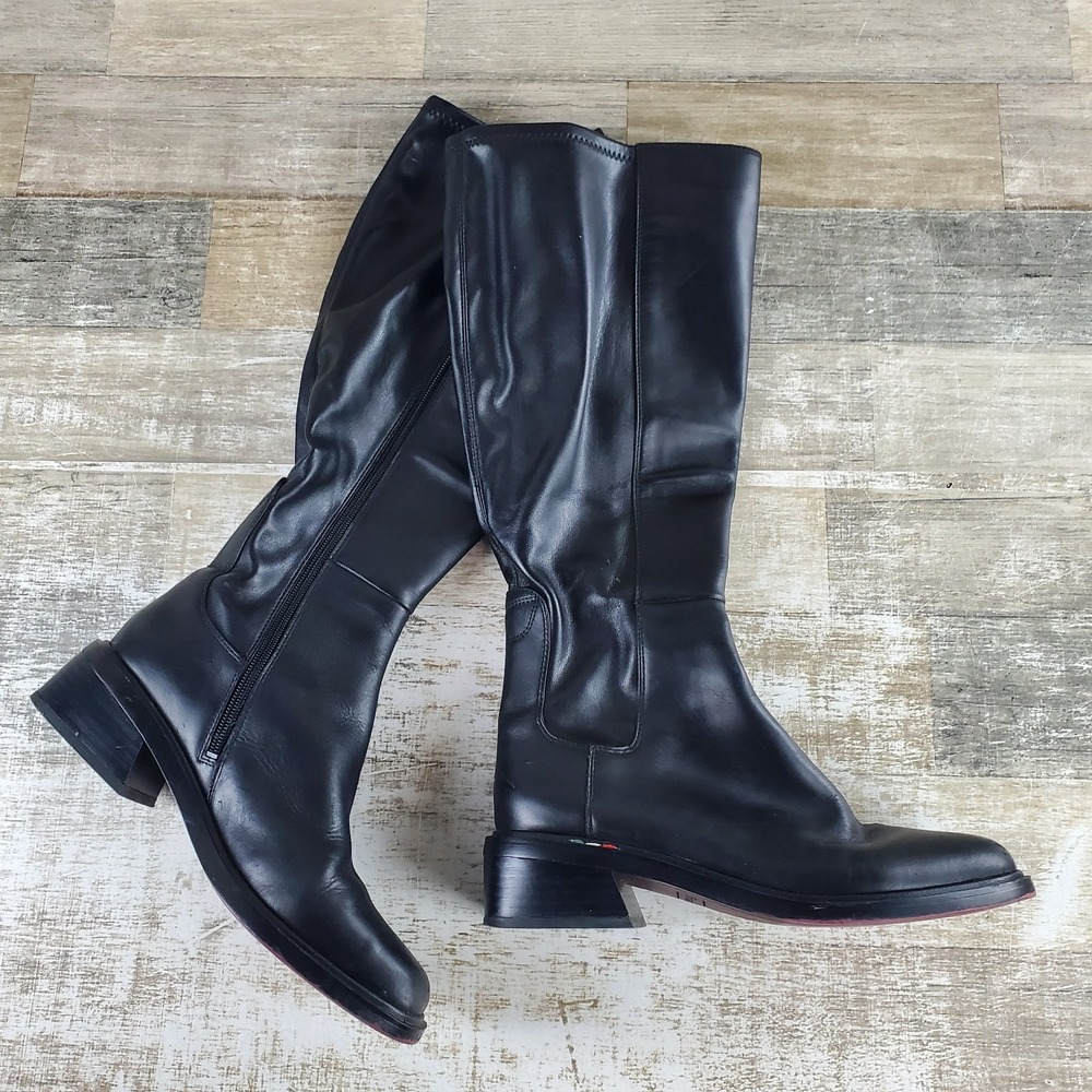Franco Sarto Giselle Knee-High Boots Womens Sz 7.5 Wide Calf Square Toe Side Zip
